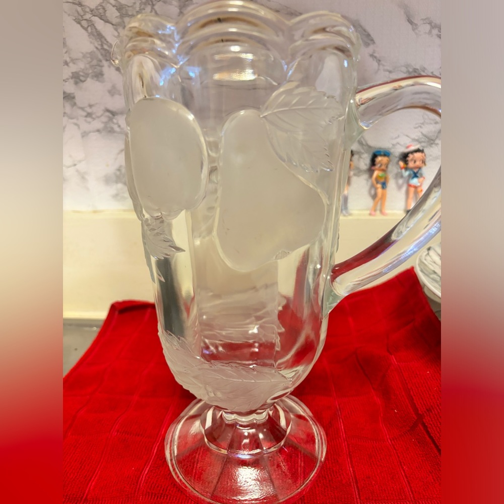 Vintage Hand Made Glass of Bohemia. Use as a Pitcher or Center Piece Minor spots